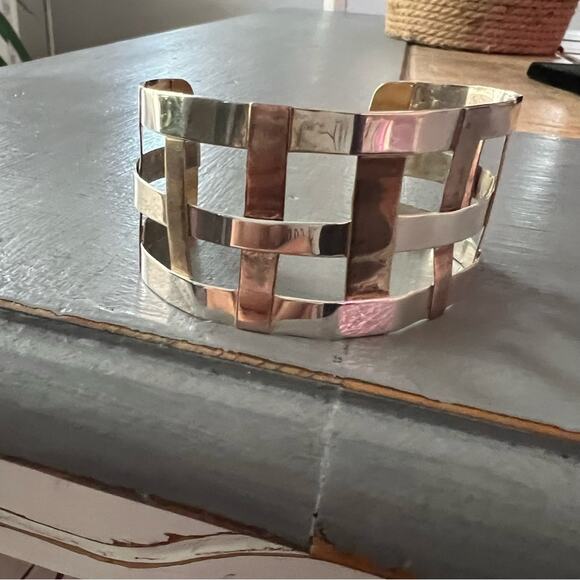 RLM Robert Lee Morris 925 Sterling Silver Copper Cuff Bracelet - Picture 15 of 15